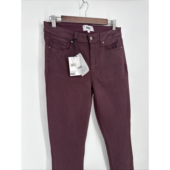 New PAIGE Womens Size 31 Burgundy Coated Verdugo Ankle Jeans Pants Mid Rise NWT - Picture 3 of 9